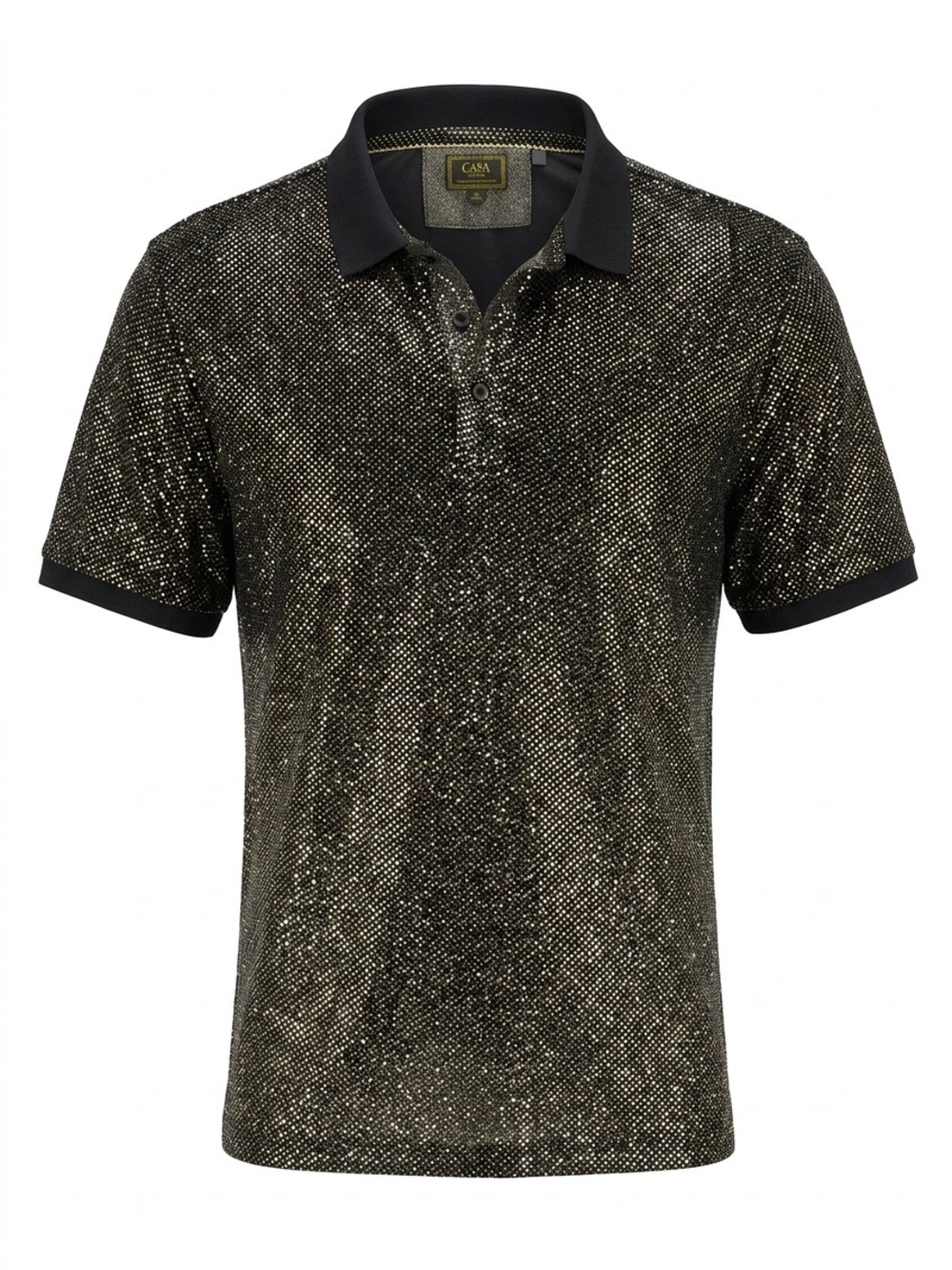Casa Moda Couture Gold Black Polo Shirt 3X